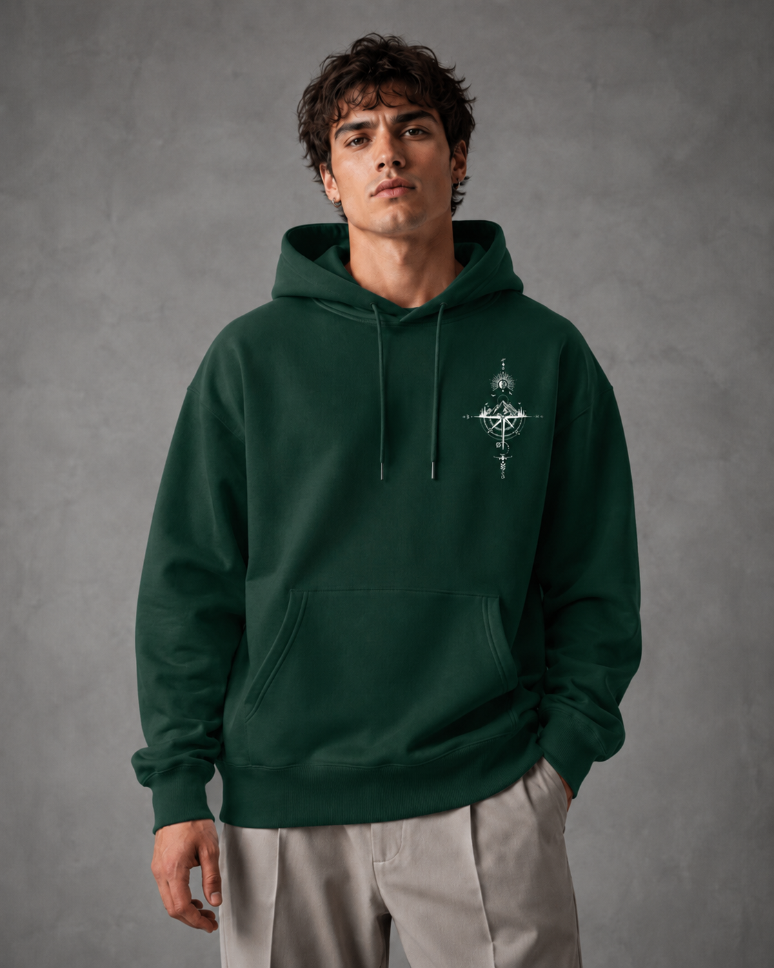Men's Oversized Graphic Hoodie - Pullover Front Back Print