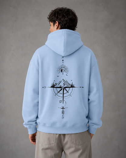 Men's Oversized Graphic Hoodie - Pullover Front Back Print