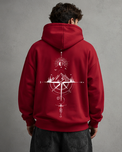 Men's Oversized Graphic Hoodie - Pullover Front Back Print