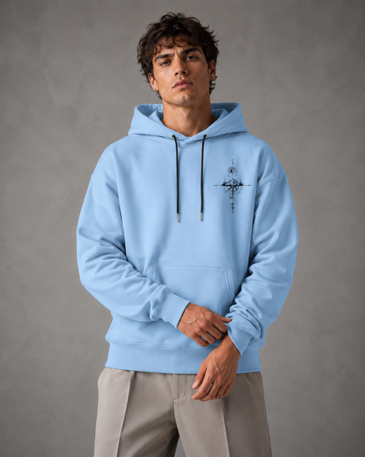 Men's Oversized Graphic Hoodie - Pullover Front Back Print