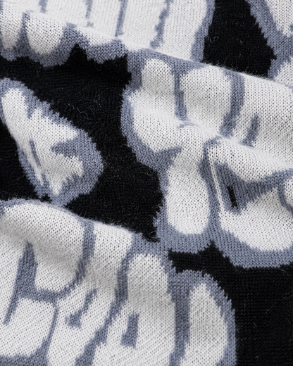 Men's Oversized Graphic Sweater - Graffiti Knit Drop Shoulder