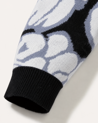 Men's Oversized Graphic Sweater - Graffiti Knit Drop Shoulder