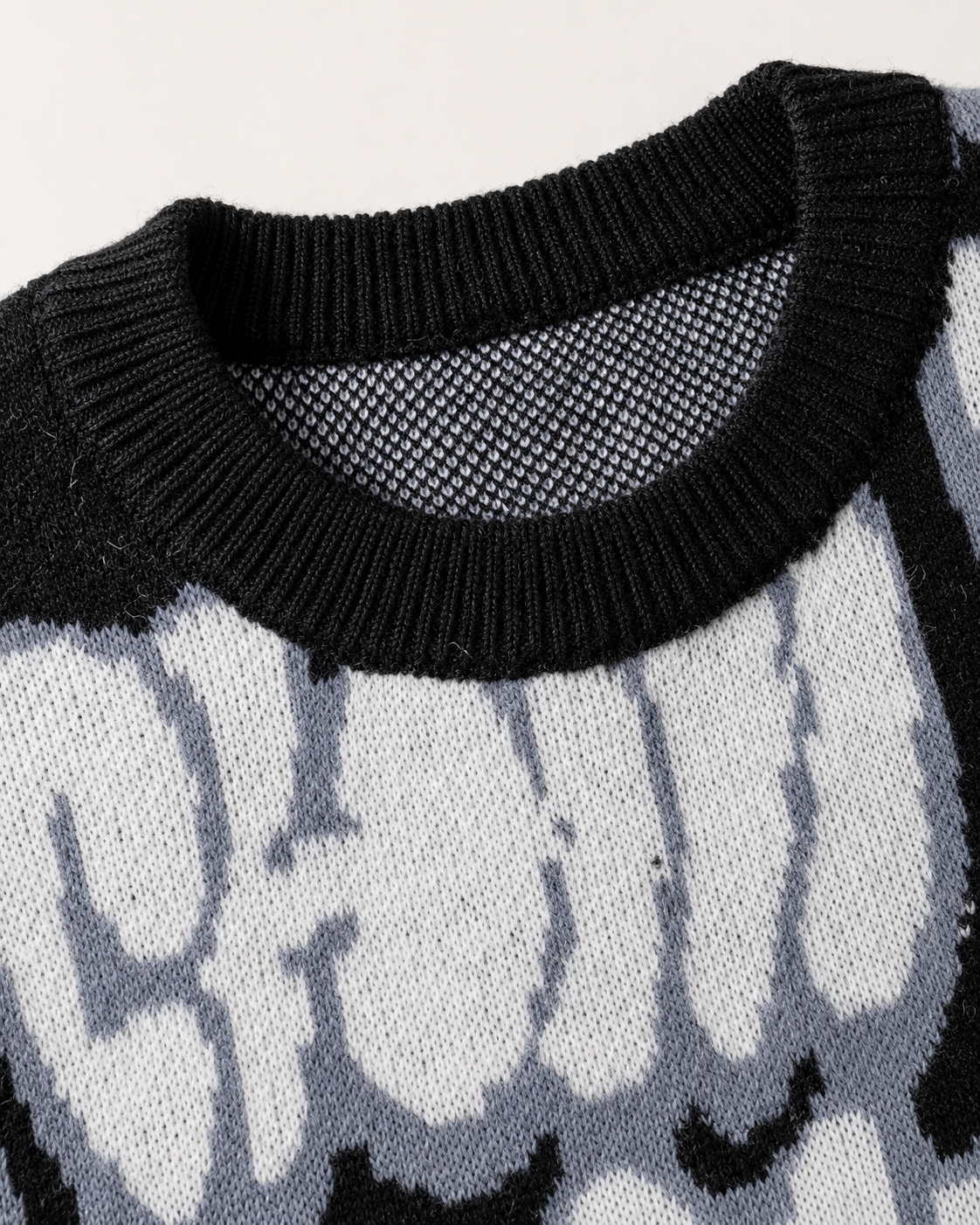 Men's Oversized Graphic Sweater - Graffiti Knit Drop Shoulder