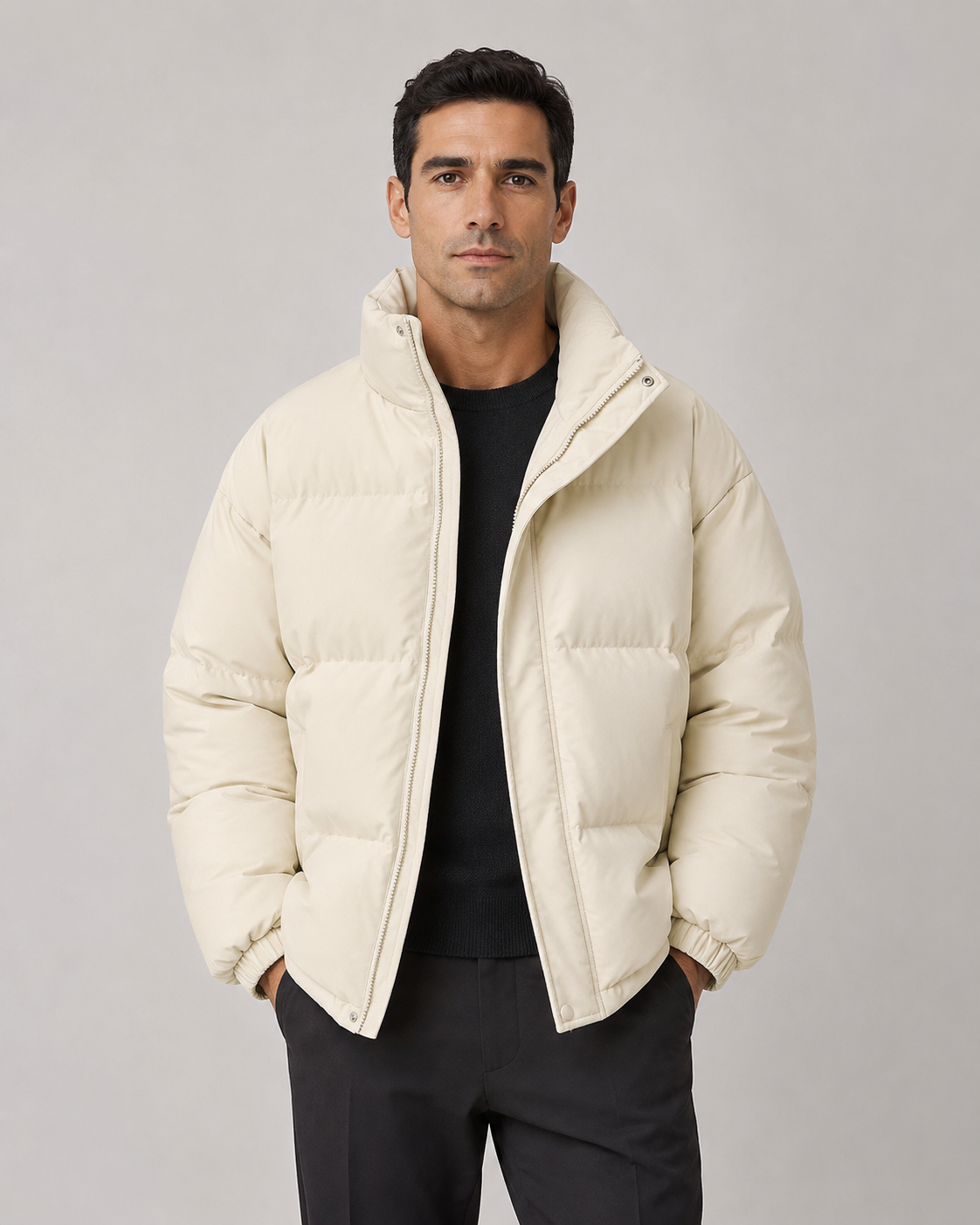 Men's Puffer Jacket - Oversized Stand Collar