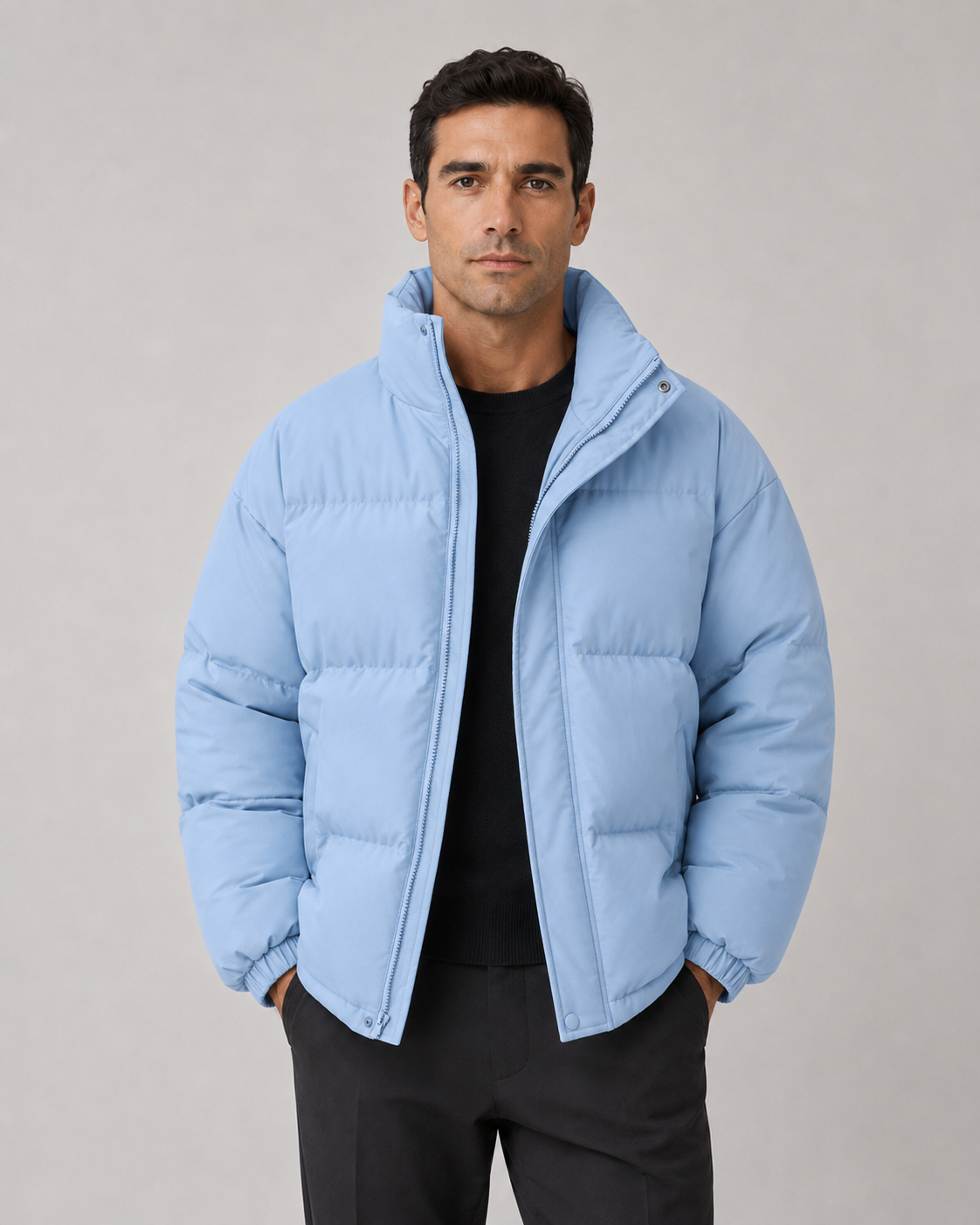 Men's Puffer Jacket - Oversized Stand Collar
