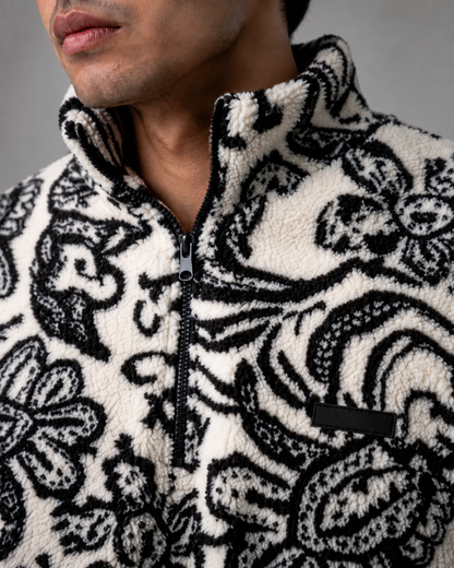 Men's Paisley Quarter Zip Pullover - Knit Sweater Relaxed Fit