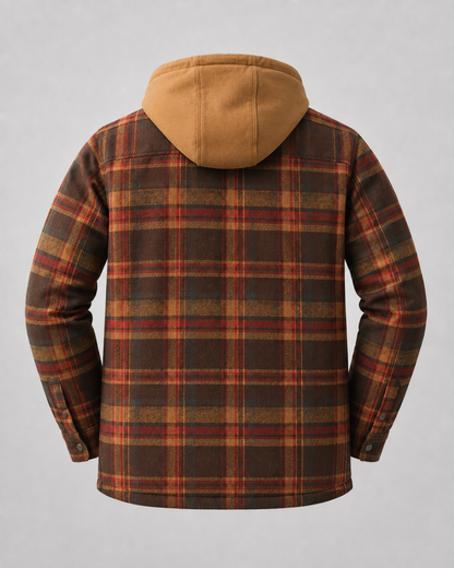 Men's Flannel Shacket - Plaid Hooded Zip Up