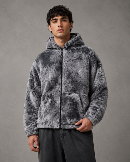 Men's Fleece Zip Up Hoodie Jacket - Plush Hooded Jacket