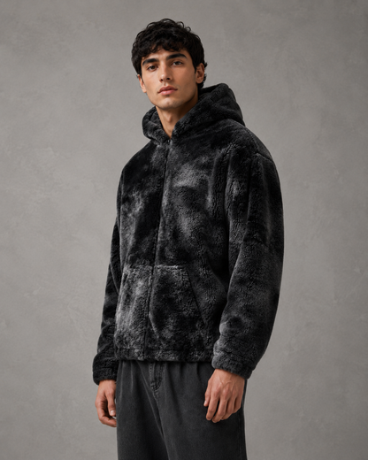 Men's Fleece Zip Up Hoodie Jacket - Plush Hooded Jacket
