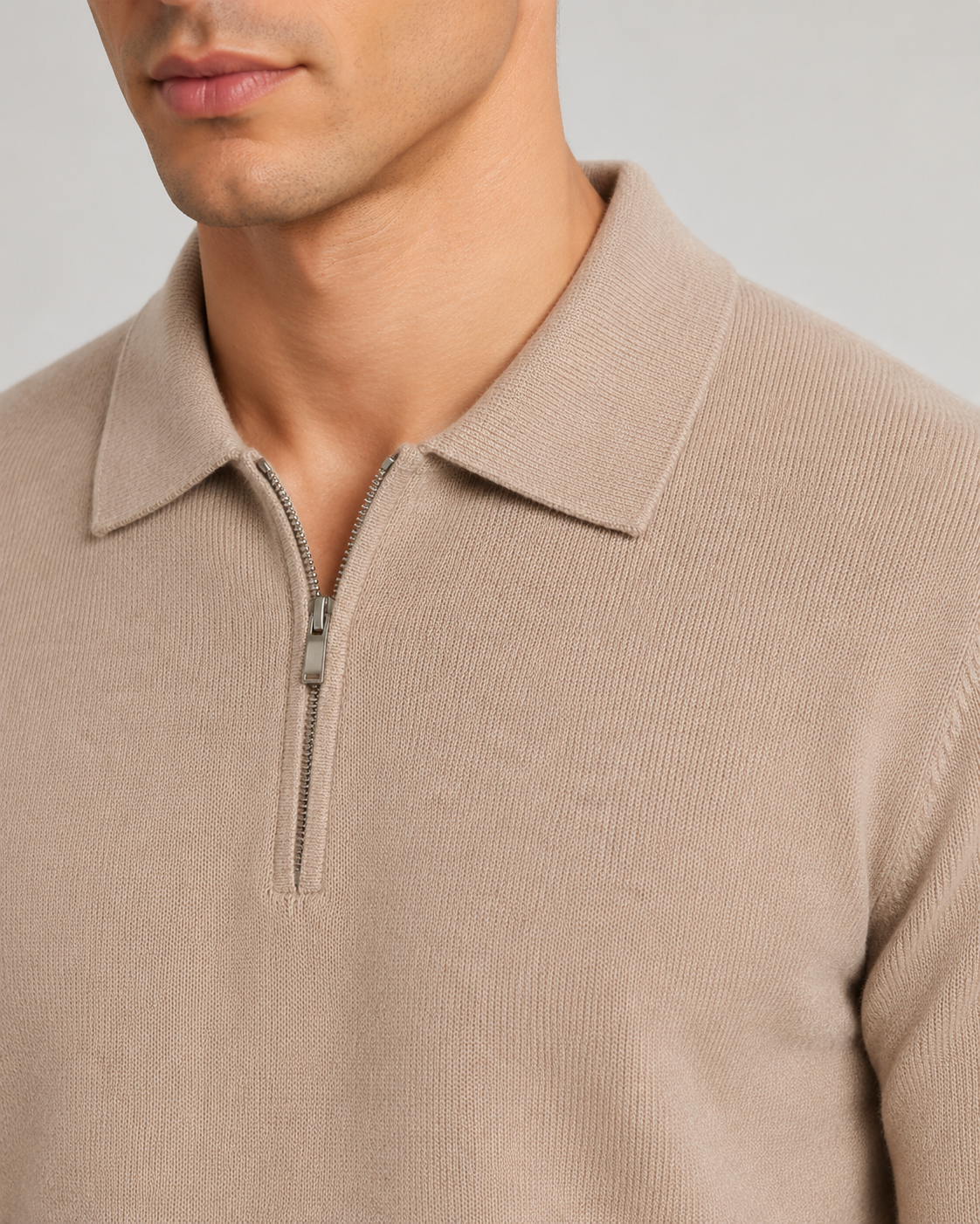 Men's Quarter Zip Polo Sweater - Knit Pullover