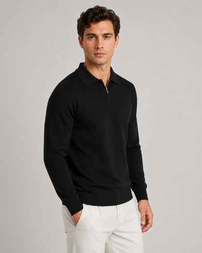 Men's Quarter Zip Polo Sweater - Knit Pullover