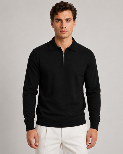 Men's Quarter Zip Polo Sweater - Knit Pullover