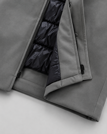 Men's Insulated Parka - Quilted Hooded Drawcord