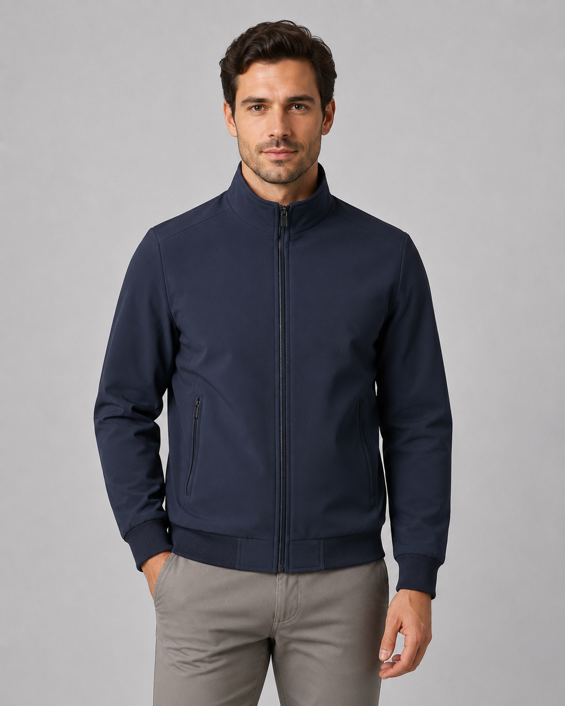 Men's Quilted Jacket - Lined Stand Collar