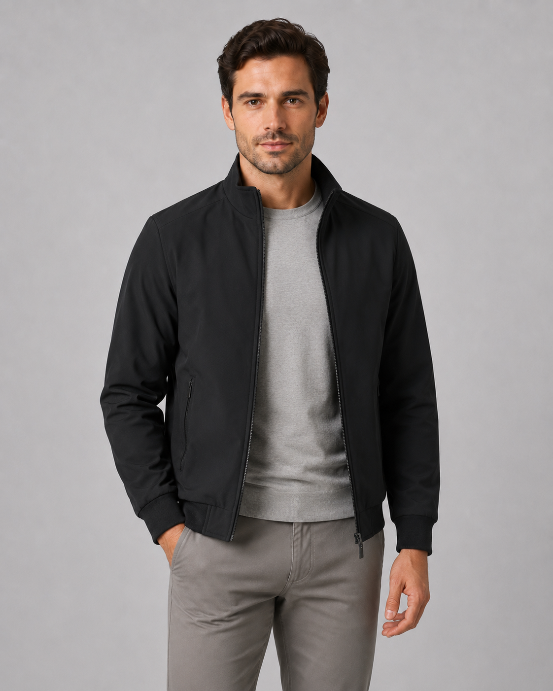 Men's Quilted Jacket - Lined Stand Collar