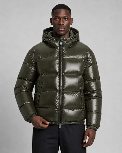 Men's Quilted Puffer Jacket - Hooded