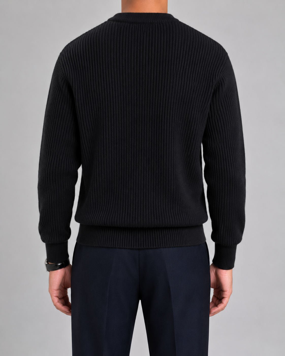 Men's Ribbed Knit Sweater - Crew Neck Pullover