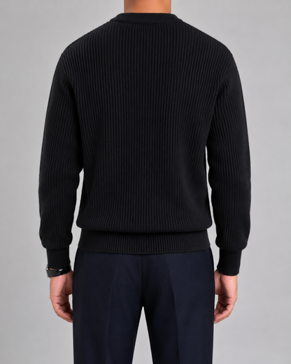 Men's Ribbed Knit Sweater - Crew Neck Pullover