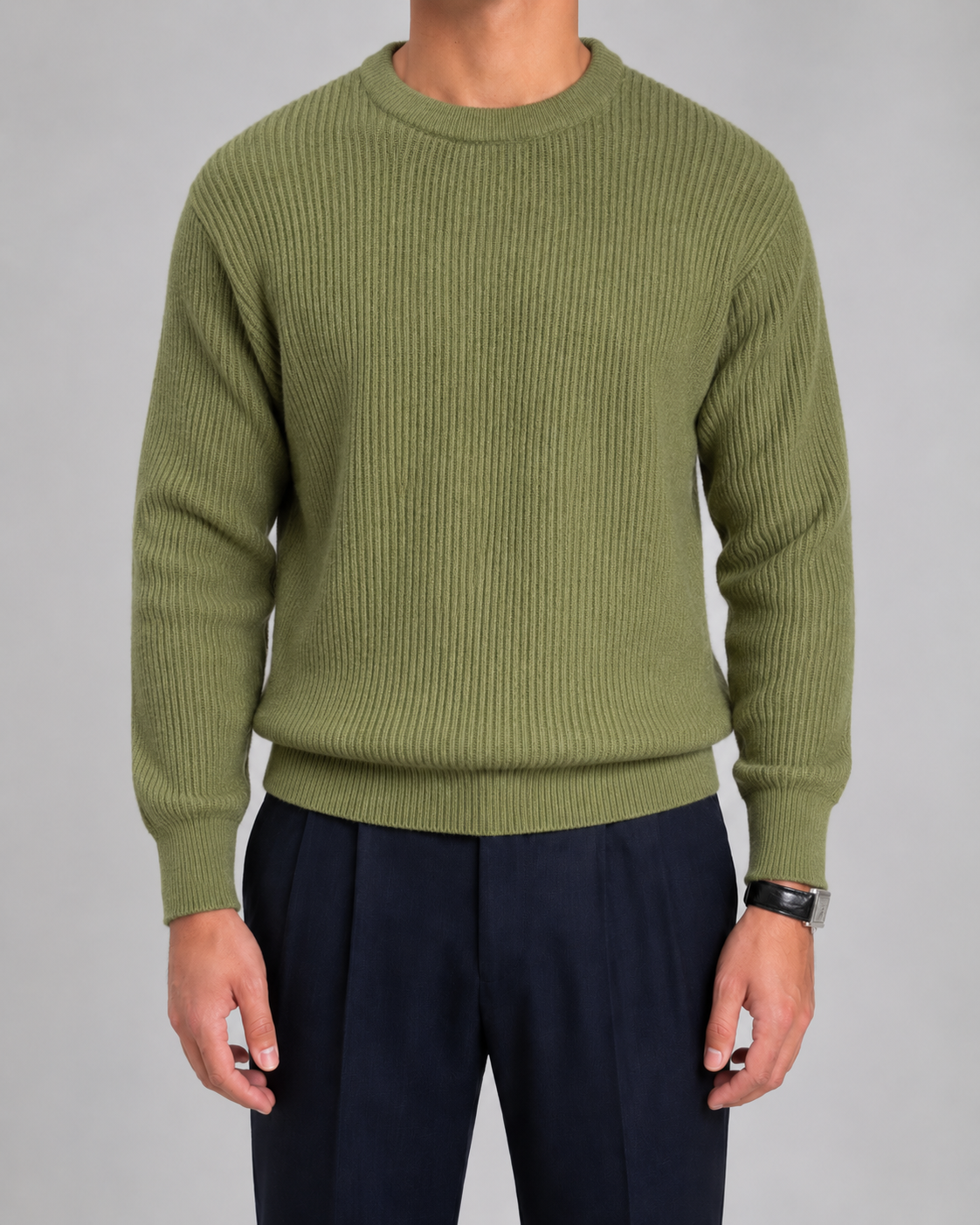 Men's Ribbed Knit Sweater - Crew Neck Pullover