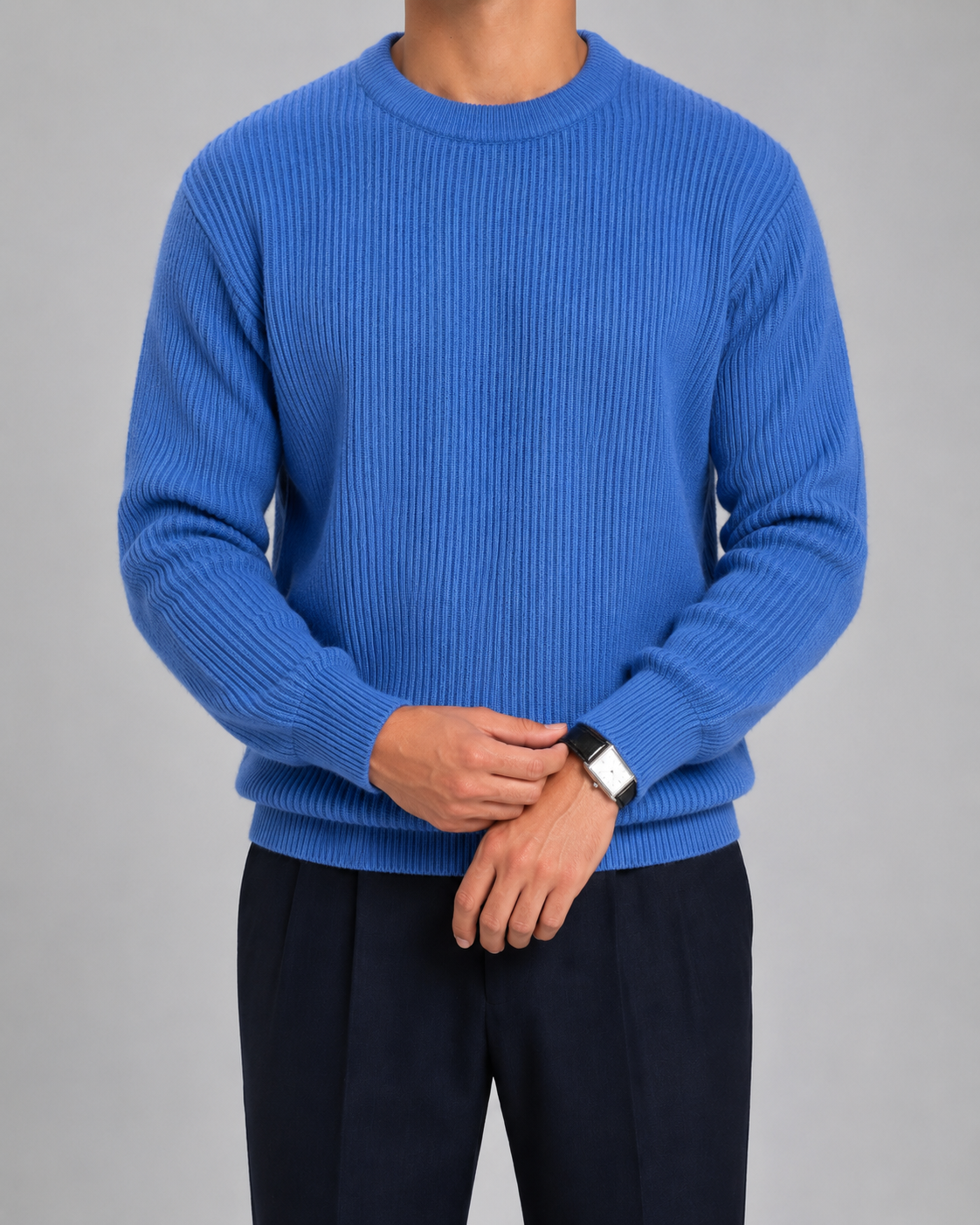 Men's Ribbed Knit Sweater - Crew Neck Pullover
