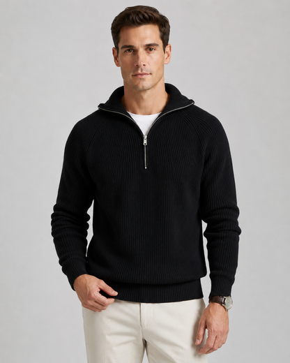Men's Ribbed Quarter Zip Sweater - Knit Pullover