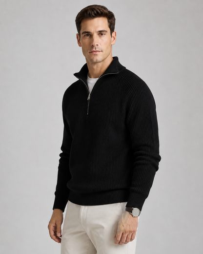 Men's Ribbed Quarter Zip Sweater - Knit Pullover
