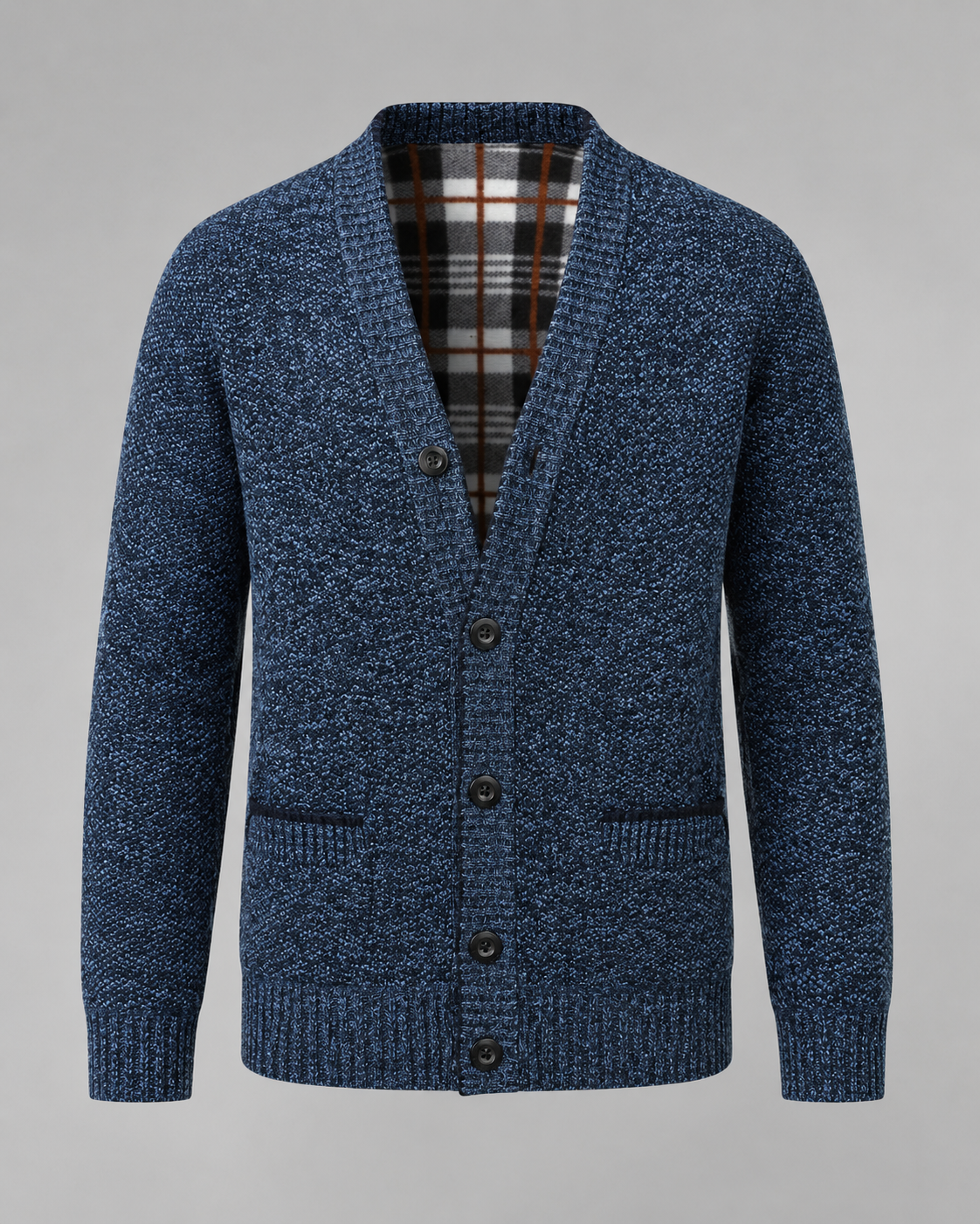Men's Ribbed Cardigan Sweater - V Neck Button Front
