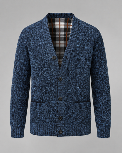 Men's Ribbed Cardigan Sweater - V Neck Button Front