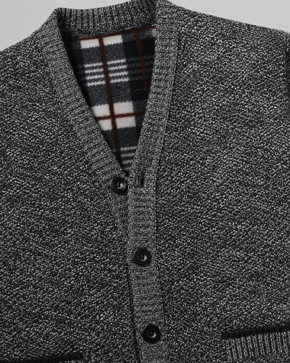 Men's Ribbed Cardigan Sweater - V Neck Button Front