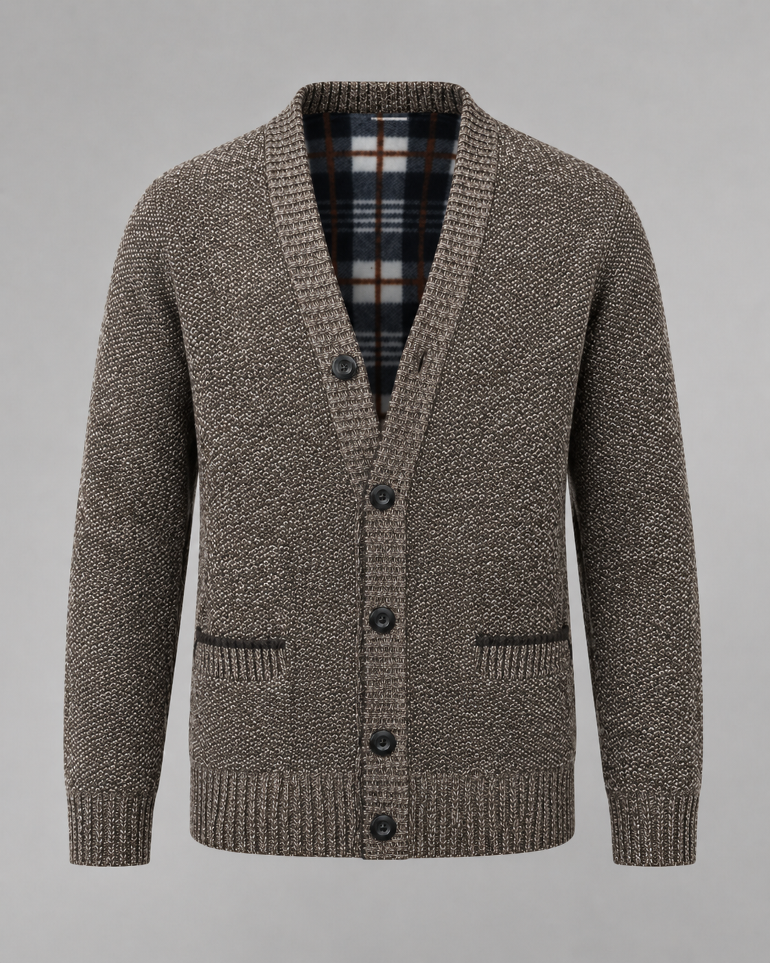 Men's Ribbed Cardigan Sweater - V Neck Button Front