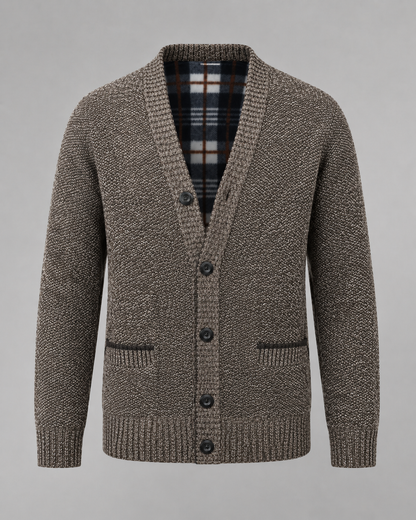Men's Ribbed Cardigan Sweater - V Neck Button Front