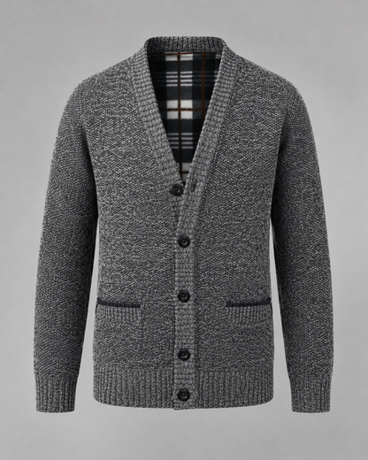Men's Ribbed Cardigan Sweater - V Neck Button Front