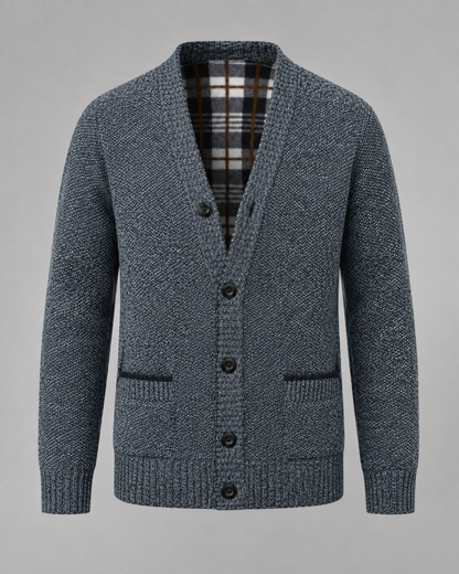Men's Ribbed Cardigan Sweater - V Neck Button Front
