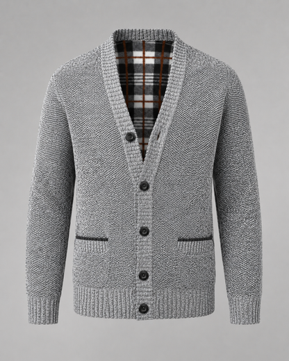 Men's Ribbed Cardigan Sweater - V Neck Button Front
