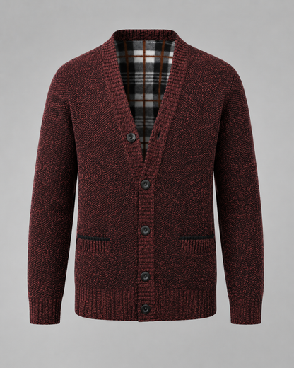 Men's Ribbed Cardigan Sweater - V Neck Button Front