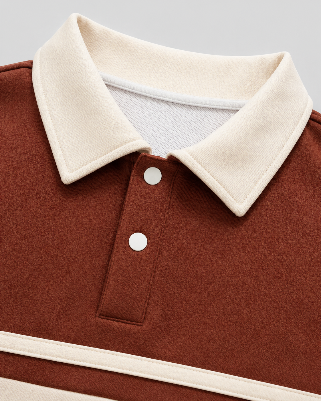 Men's Rugby Polo Sweater - Color Block Knit Long Sleeve