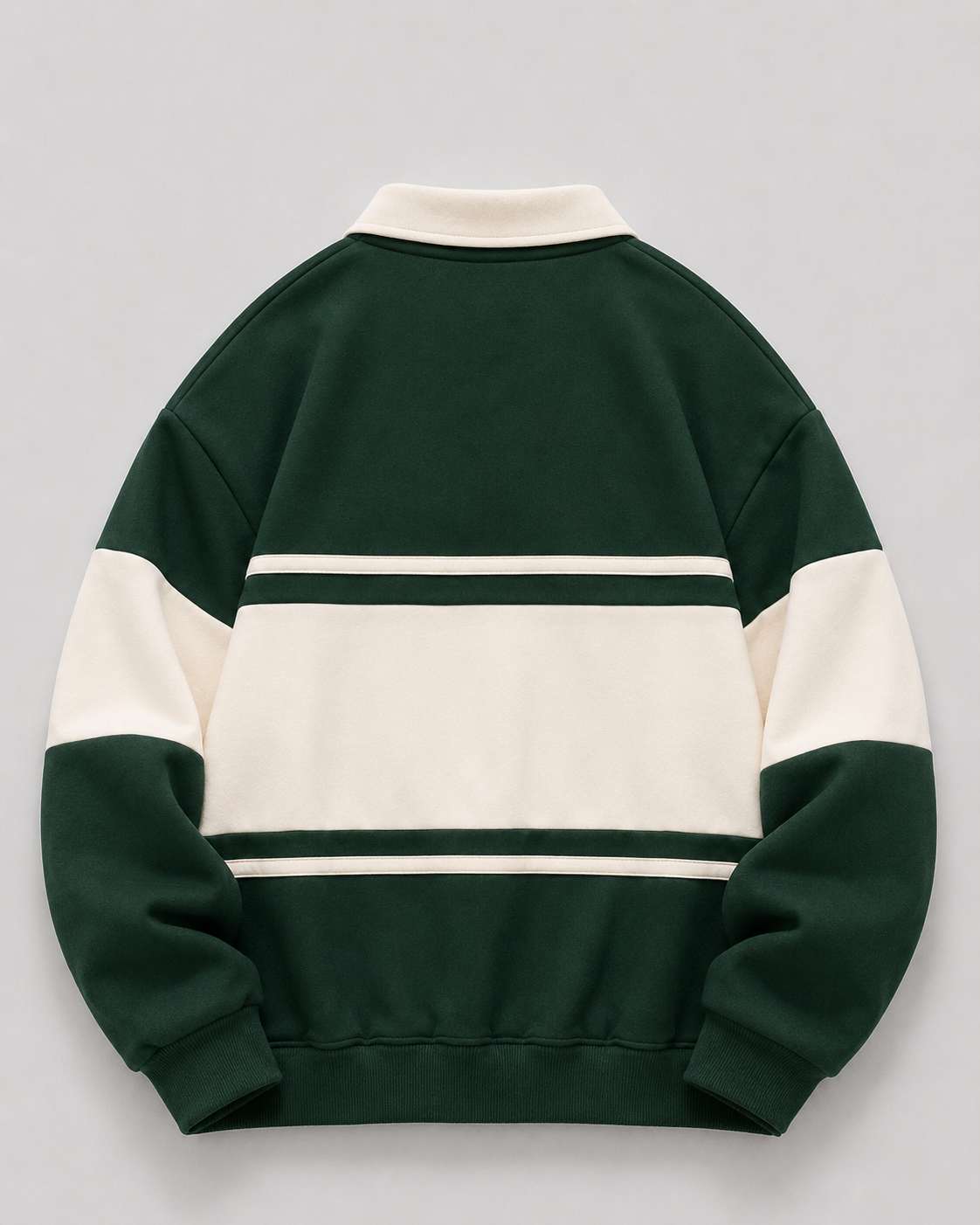 Men's Rugby Polo Sweater - Color Block Knit Long Sleeve