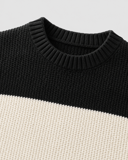 Men's Rugby Stripe Sweater - Crew Neck Relaxed Fit