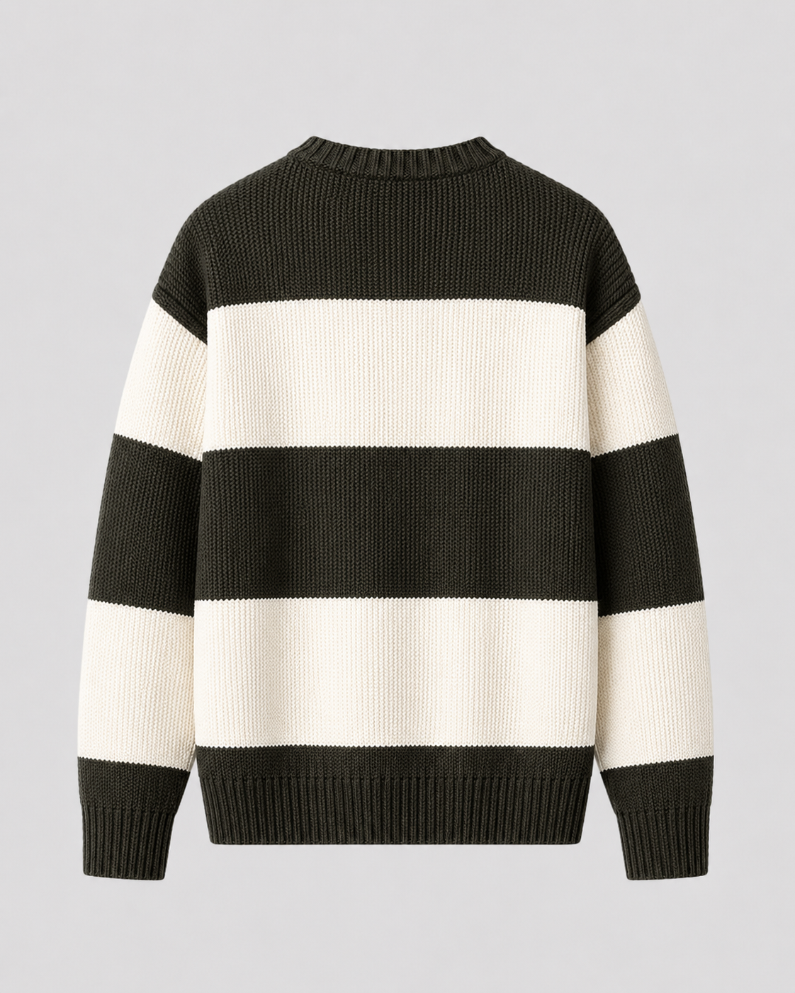 Men's Rugby Stripe Sweater - Crew Neck Relaxed Fit