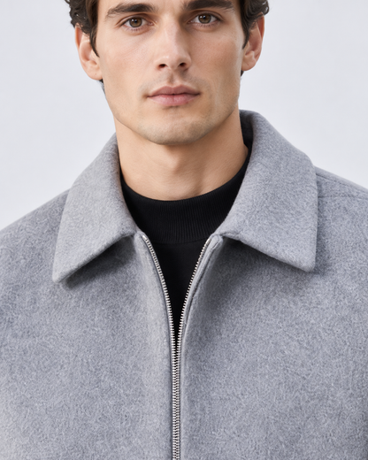 Men's Wool Jacket - Short Full Zip Boxy Fit