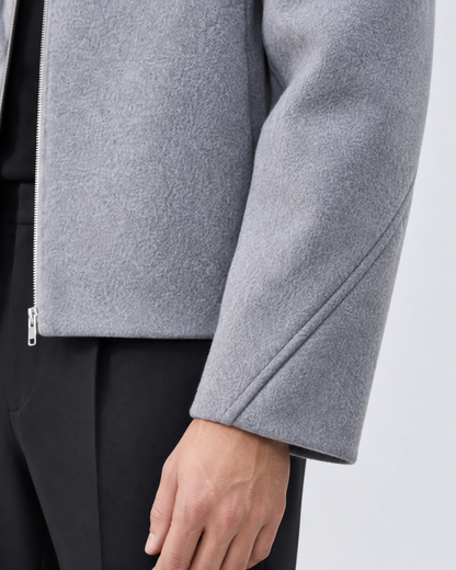 Men's Wool Jacket - Short Full Zip Boxy Fit