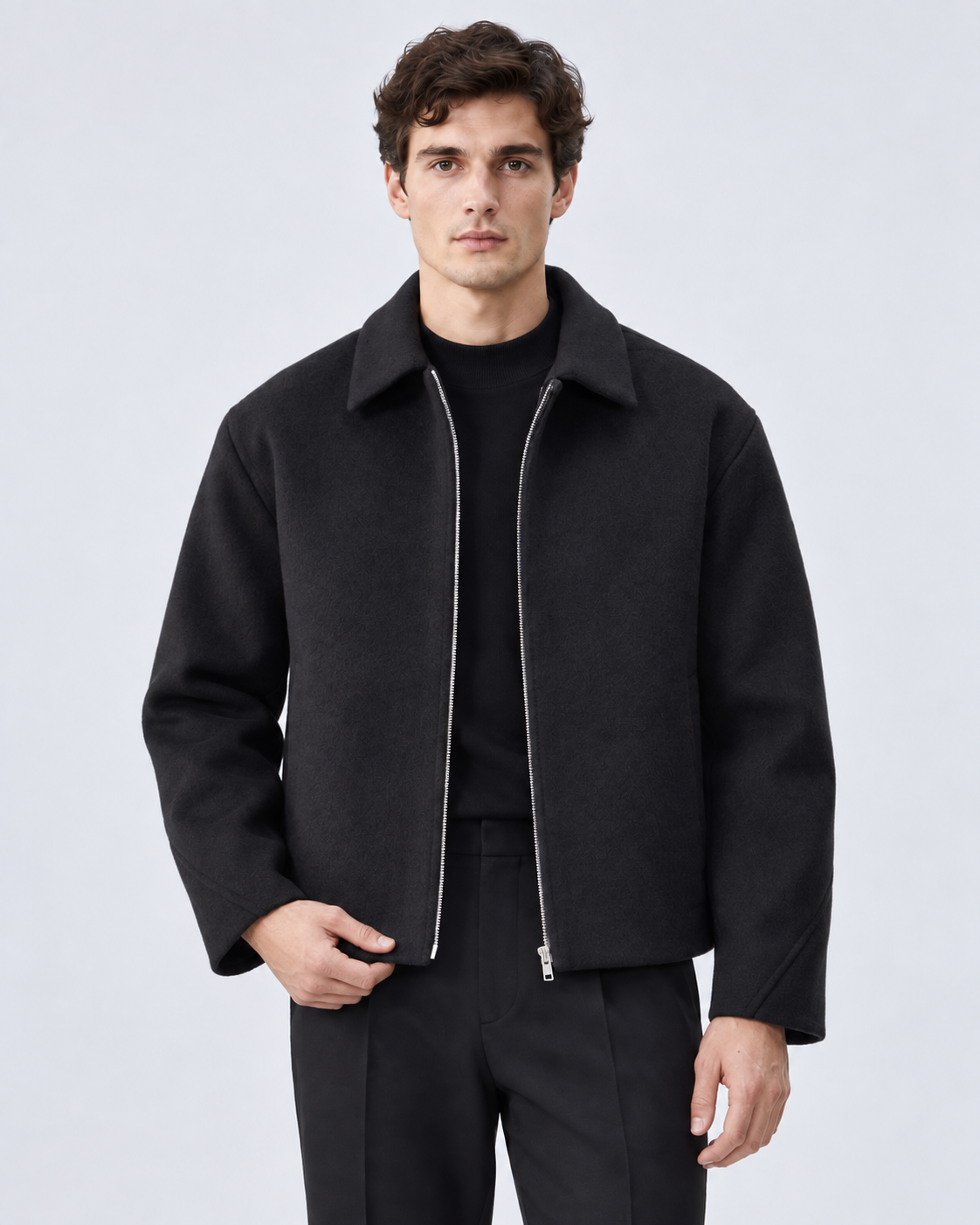 Men's Wool Jacket - Short Full Zip Boxy Fit