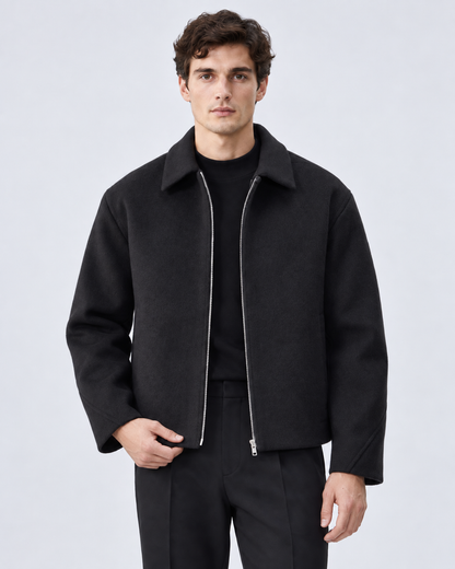 Men's Wool Jacket - Short Full Zip Boxy Fit