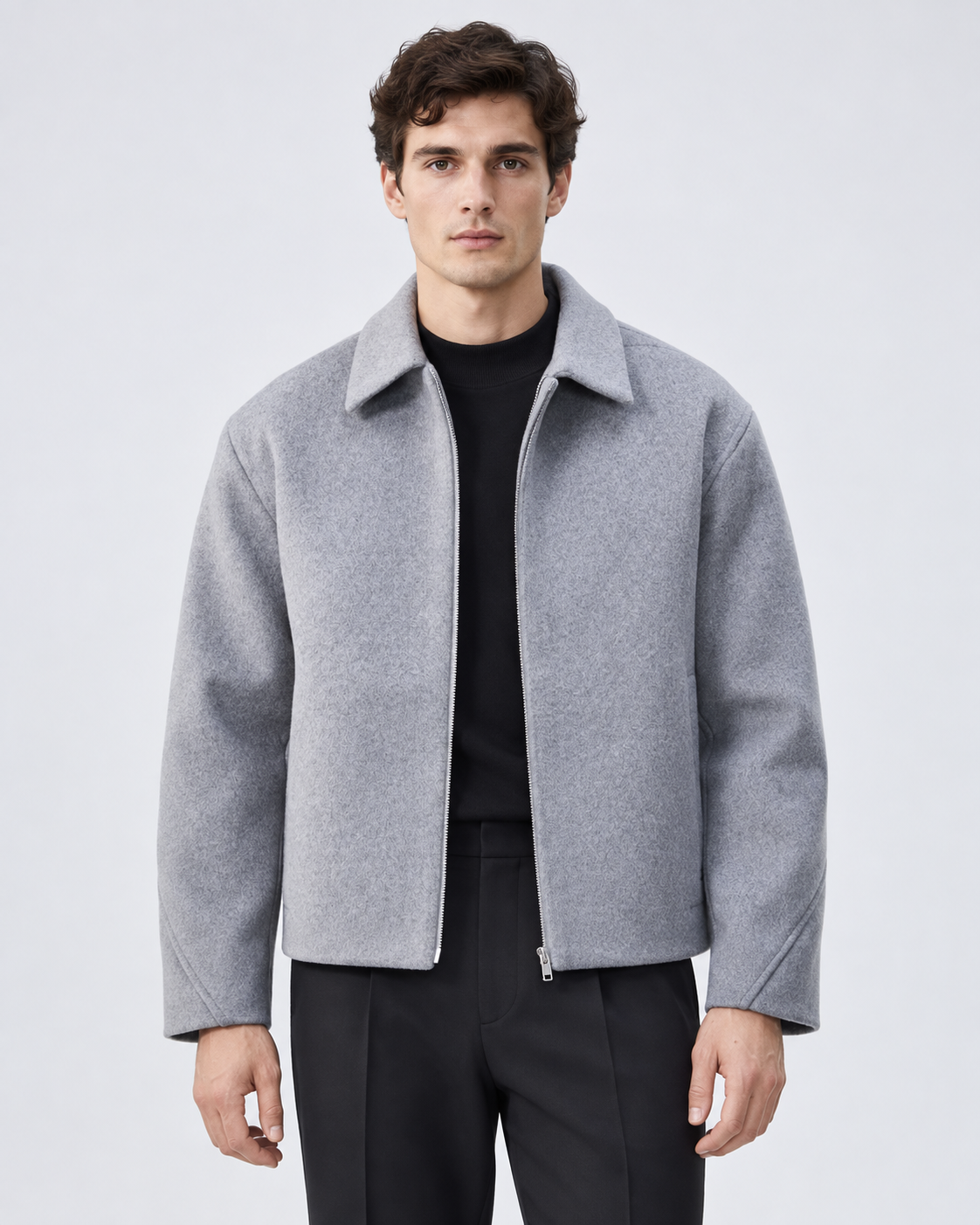 Men's Wool Jacket - Short Full Zip Boxy Fit