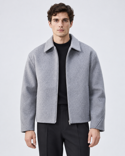Men's Wool Jacket - Short Full Zip Boxy Fit