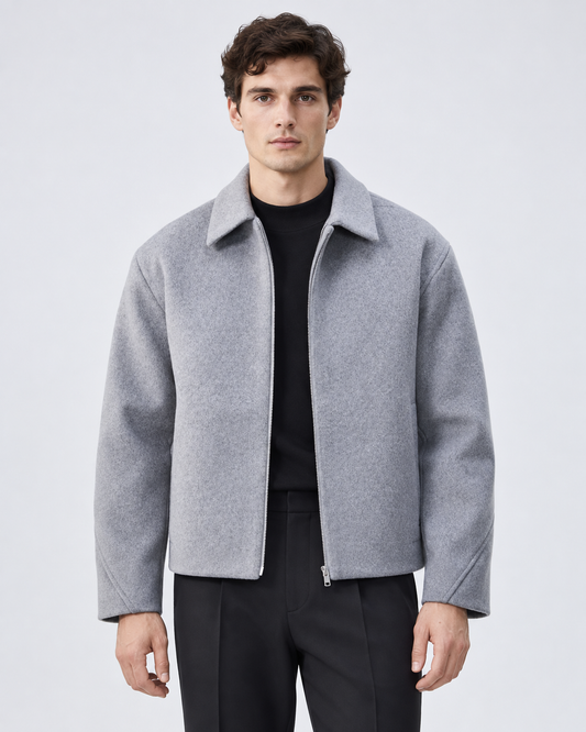 Men's Wool Jacket - Short Full Zip Boxy Fit