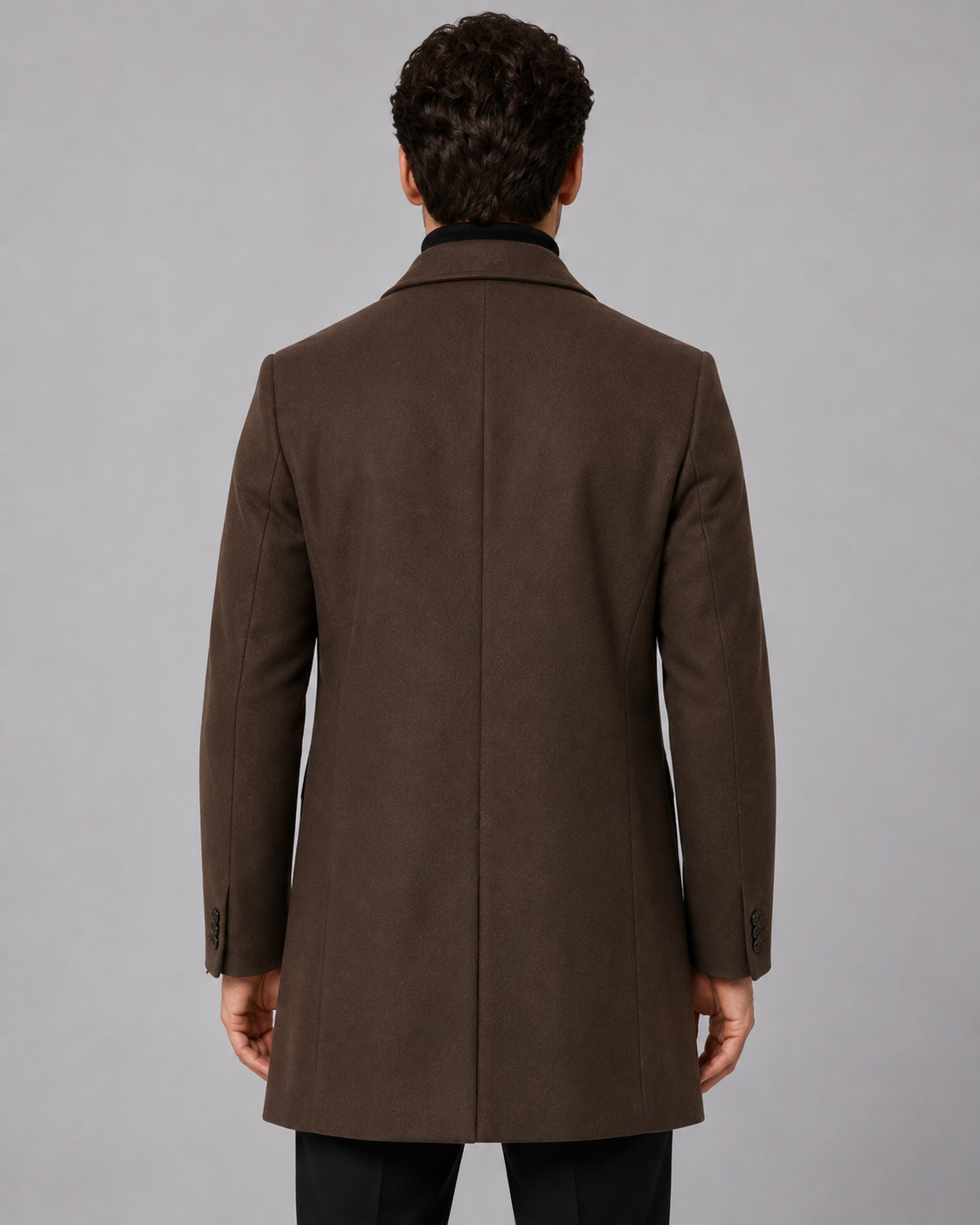 Men's Wool Coat - Single Breasted Notch Lapel Tailored Fit