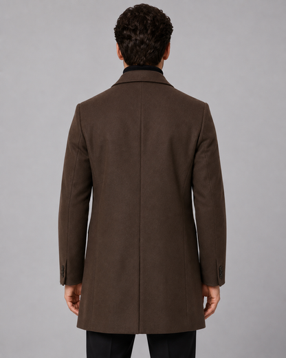 Men's Wool Coat - Single Breasted Notch Lapel Tailored Fit