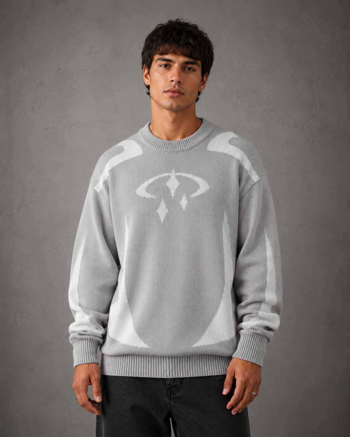 Men's Graphic Knit Sweater - Crew Neck Streetwear Pullover
