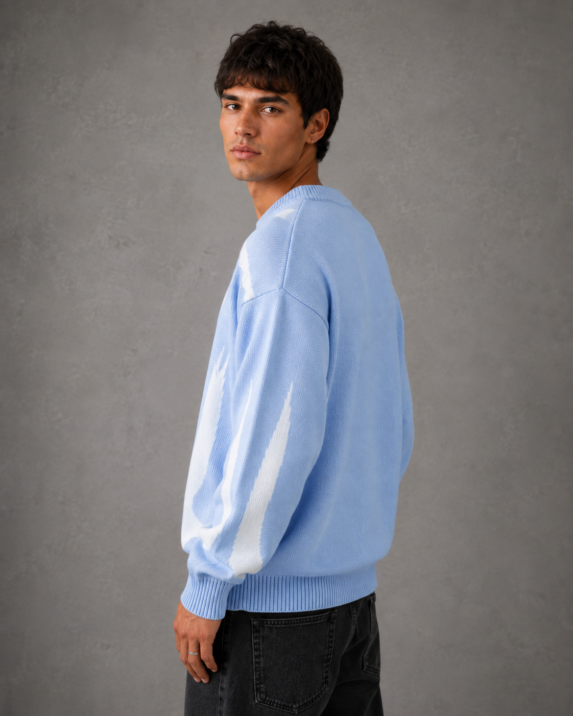 Men's Graphic Knit Sweater - Crew Neck Streetwear Pullover